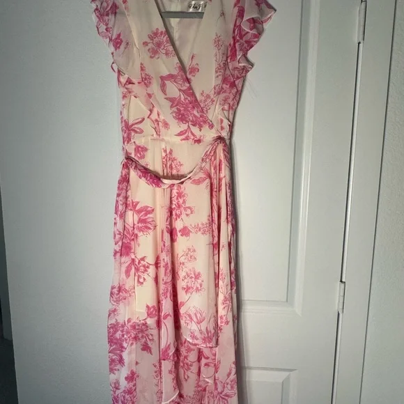 Eliza J Pink Floral High Low Dress - Picture 1 of 5